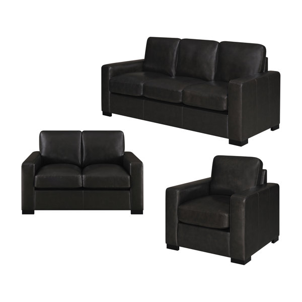 CDecor Home Furnishings Morris 3 Piece Leather Match Living Room Set